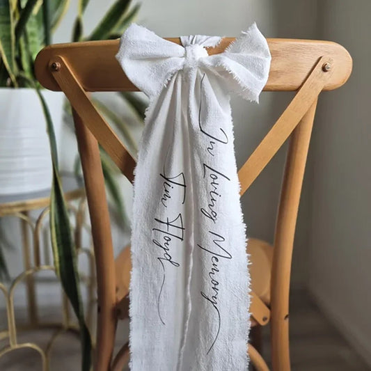 Ribbon Memorial Wedding Sign Reserved Chair Bow - BeeBeeBuys