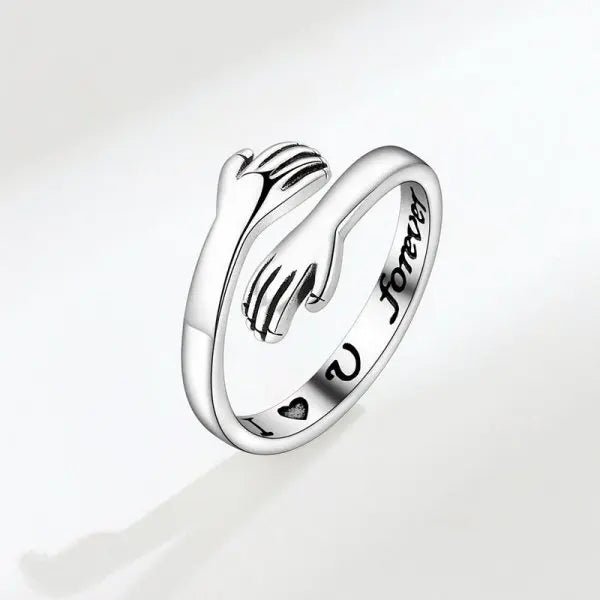 Romantic Heart Hand Hug Ring for Women Men I Love You Forever Couple Adjustable - BeeBeeBuys