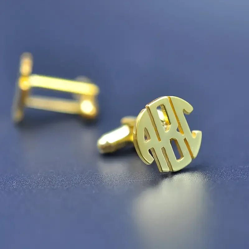 Round Monogram Letter Cufflinks For Men - BeeBeeBuys