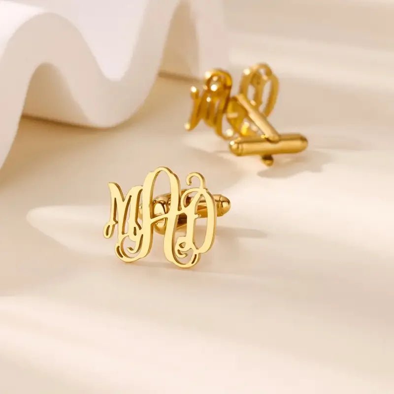Round Monogram Letter Cufflinks For Men - BeeBeeBuys