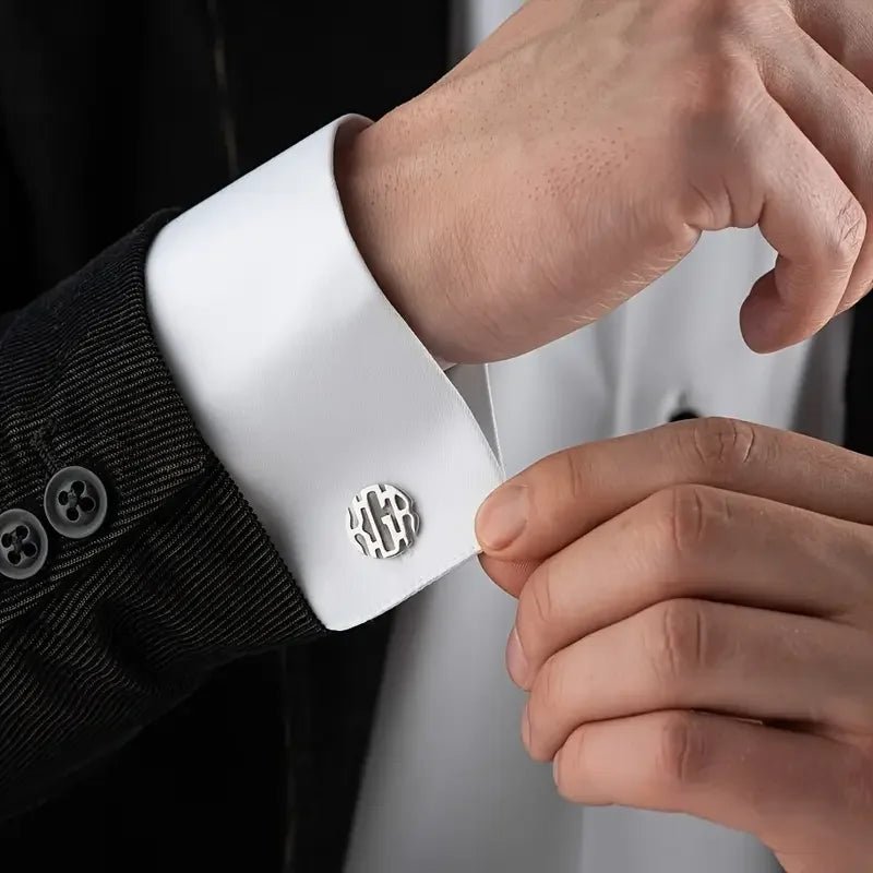 Round Monogram Letter Cufflinks For Men - BeeBeeBuys
