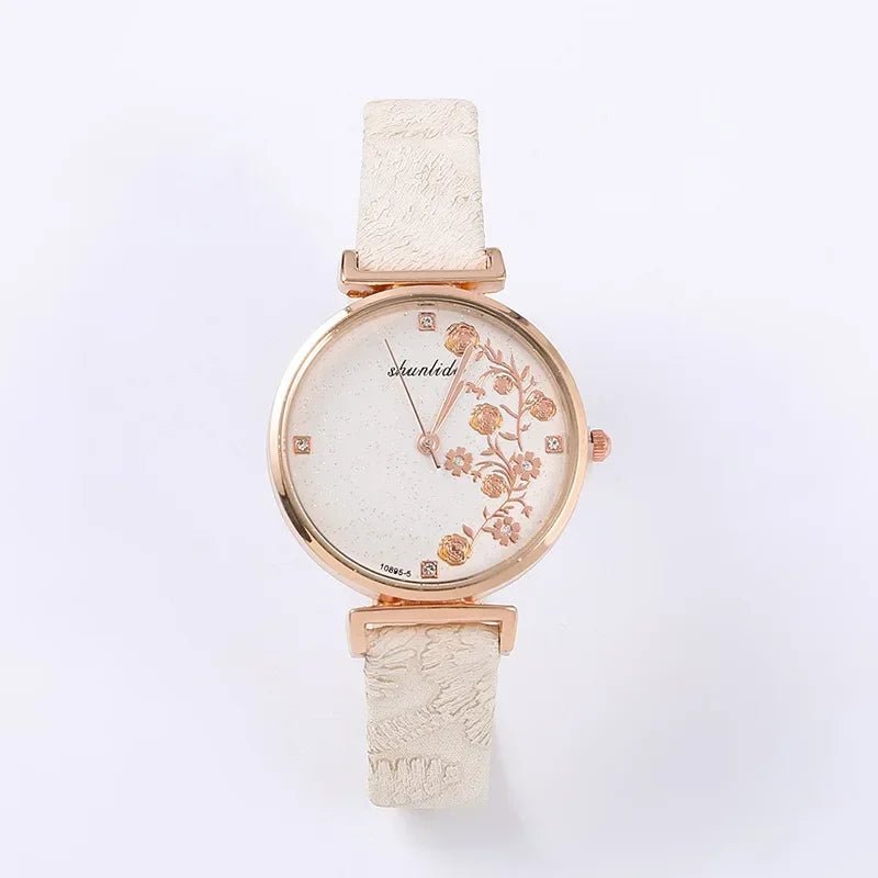 Simple Brown Quartz Watch Vintage Leather Ladies - BeeBeeBuys
