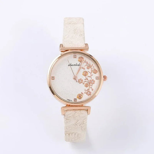 Simple Brown Quartz Watch Vintage Leather Ladies - BeeBeeBuys