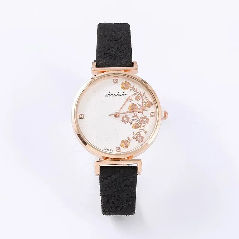 Simple Brown Quartz Watch Vintage Leather Ladies - BeeBeeBuys
