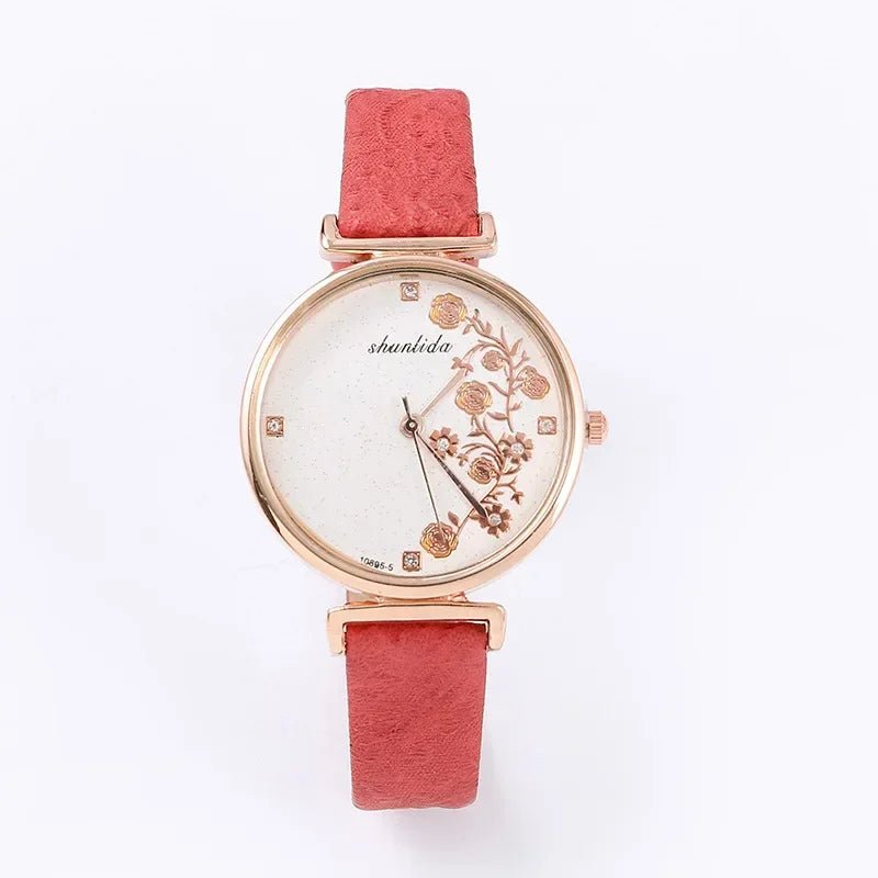Simple Brown Quartz Watch Vintage Leather Ladies - BeeBeeBuys