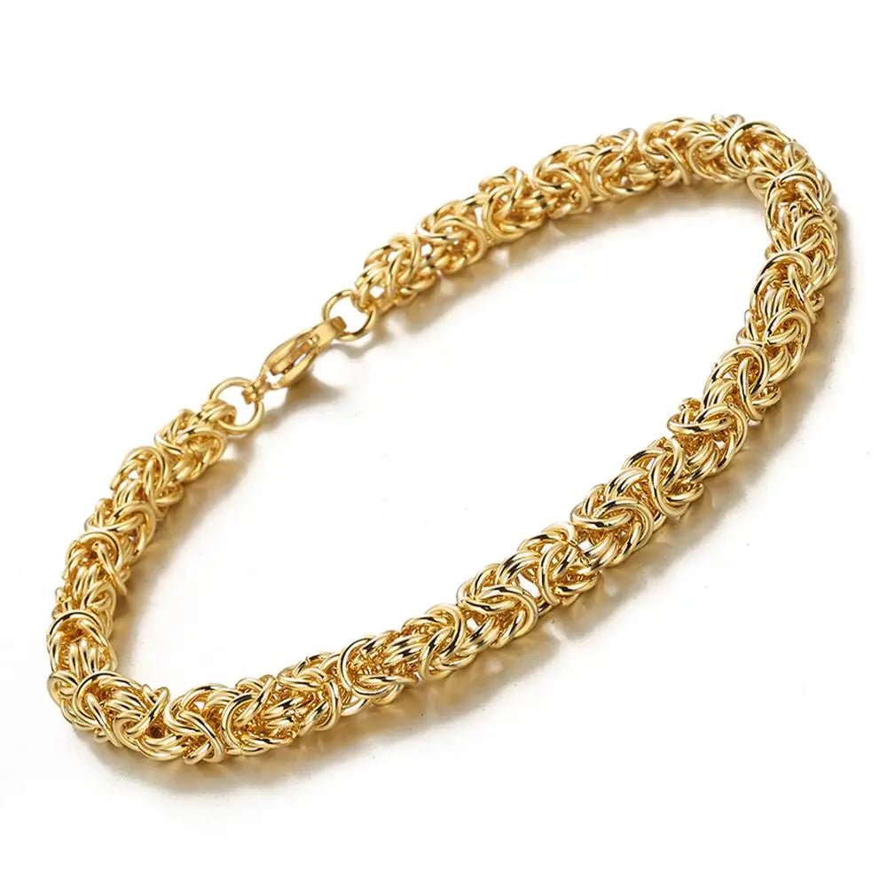Stainless Steel Gold Color Round Circle Byzantine Link Chain - BeeBeeBuys