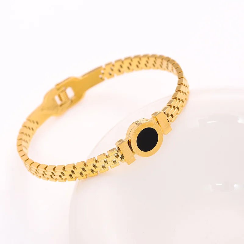 Titanium Steel Stainless Steel Inlaid Zircon Gold Plated Bracelet, Classic and Simple Style - BeeBeeBuys