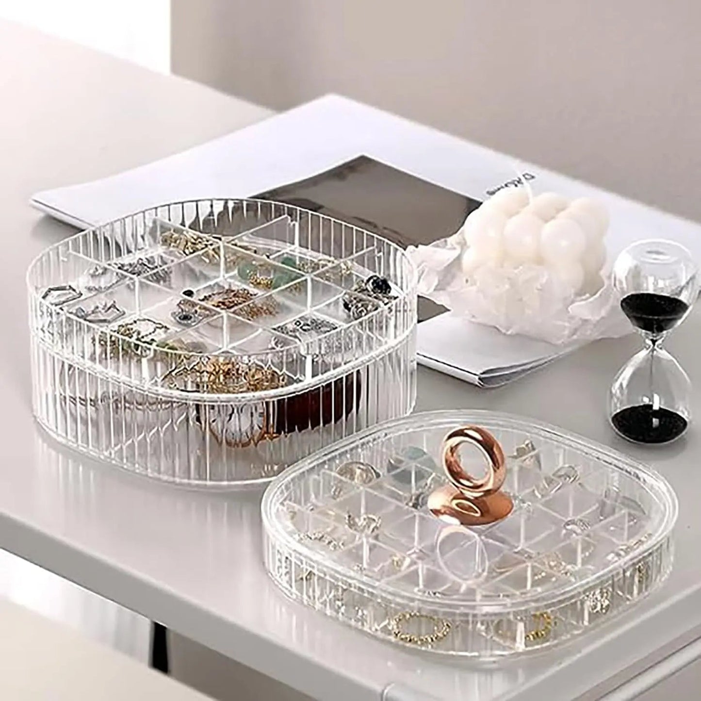 Transparent Jewelry Box 3 - Layer Stackable Case Jewelry Case For Home - BeeBeeBuys