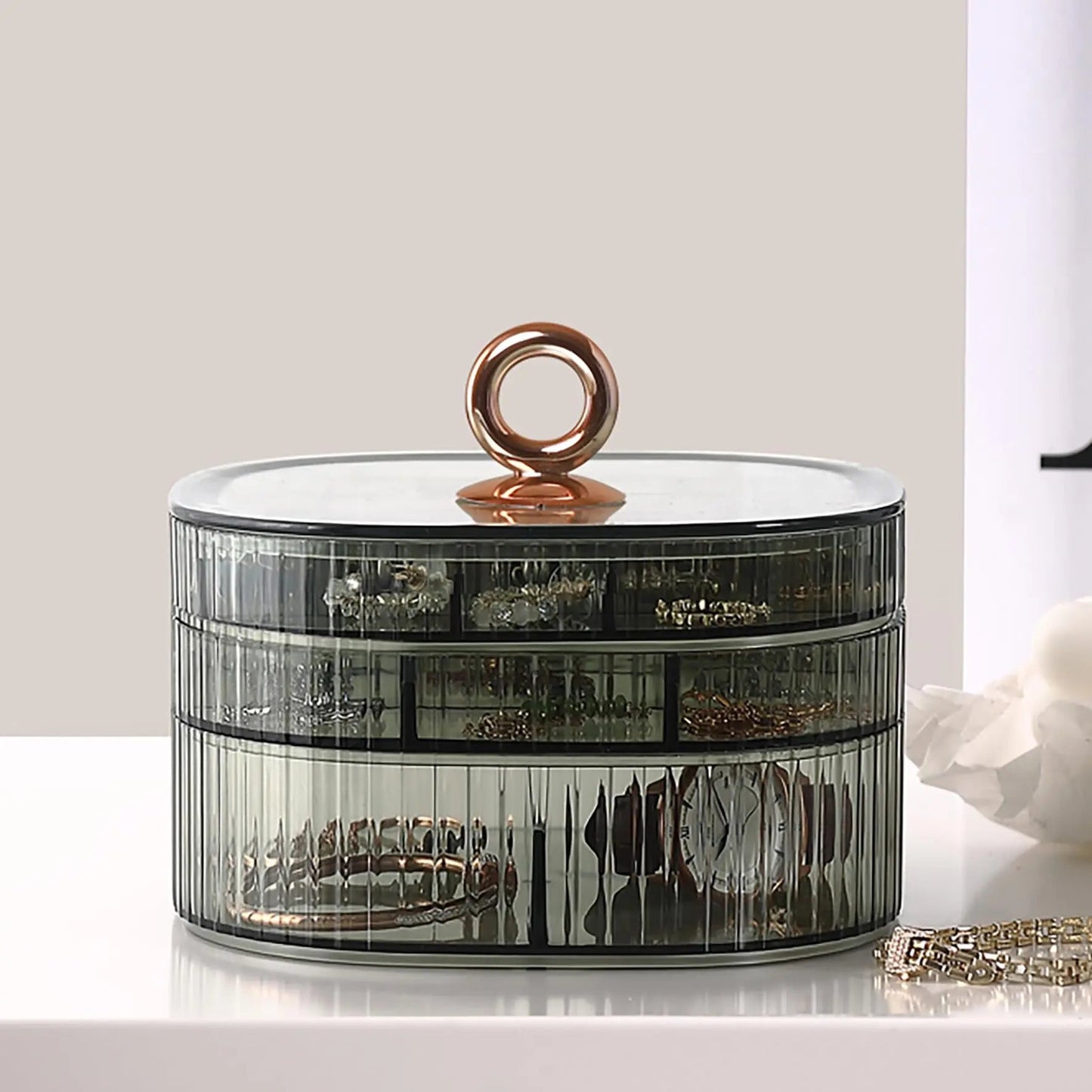 Transparent Jewelry Box 3 - Layer Stackable Case Jewelry Case For Home - BeeBeeBuys