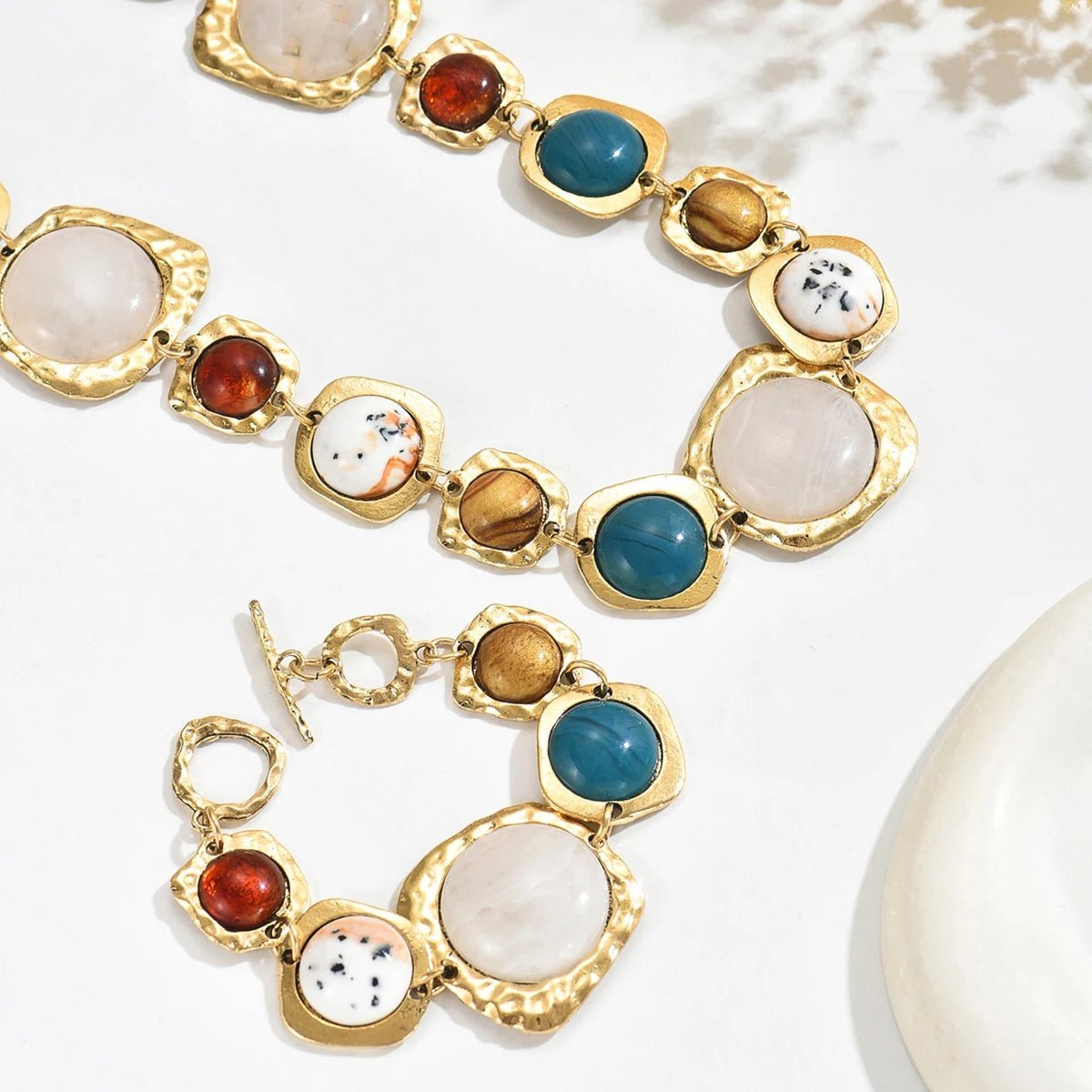 Vintage Bracelets Necklace Chunky Exaggerated Metal Jewelry Sets - BeeBeeBuys