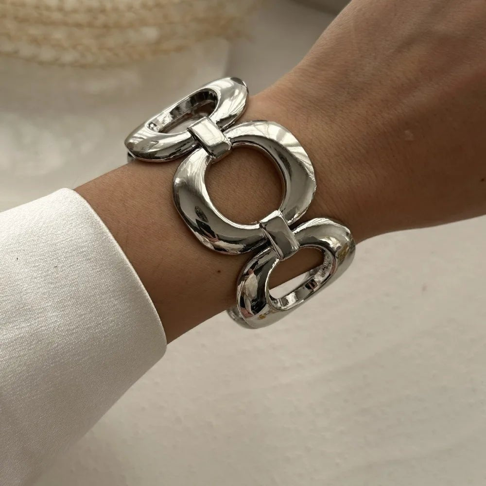 Vintage Metal Alloy Hollow Round Cuff Wide Banglestric Spring Bangles - BOGO 🔥 - BeeBeeBuys