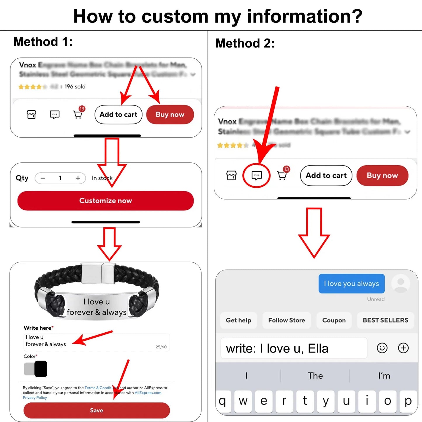 Vnox Personalized Name Bangle – Custom Zircon Charm Bracelet for Women - BeeBeeBuys