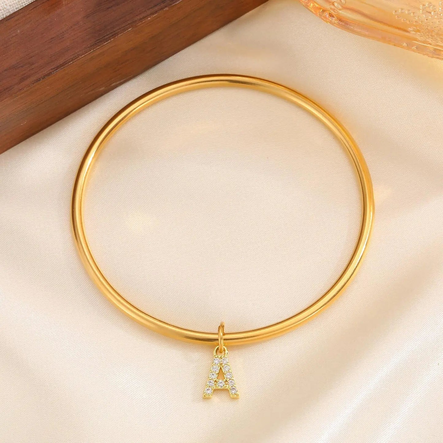 Vnox Personalized Name Bangle – Custom Zircon Charm Bracelet for Women - BeeBeeBuys