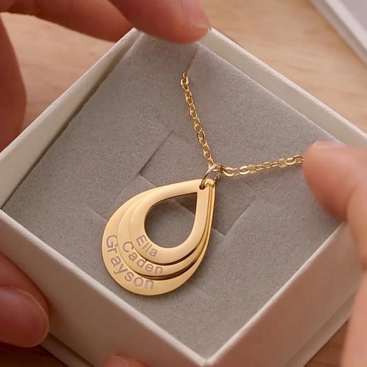 Water Drop Pendant Personalized Engrave 2 - 6 names - Buy One Get One free 🔥 - BeeBeeBuys